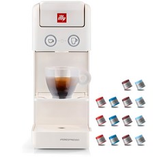 illy 意利咖啡 Y3.3膠囊咖啡機 尊爵白+咖啡膠囊 14入 隨機出貨, Y3.3 E&C