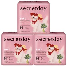 secretday Love輕薄衛生棉, M(24.5cm), 16片, 3包