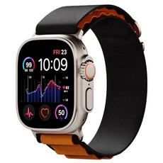 iamdue Apple Watch相容Alpine Loop錶帶, Black&Orange