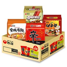 Nongshim 農心 辛拉麵 120g 5包+安城湯麵 125g 5包+香辣海鮮烏龍麵 120g 5包+炸醬麵 140g 5包, 1組