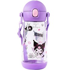 LiLFANT 兒童背帶彈蓋Tritan水壺, Kuromi, 470ml, 1瓶