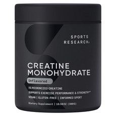 SPORTS RESEARCH 無味素食水合型肌酸補充粉, 1個, 300g