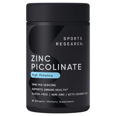 SPORTS RESEARCH Zinc Picolinate 30mg軟膠囊, 1個, 90顆