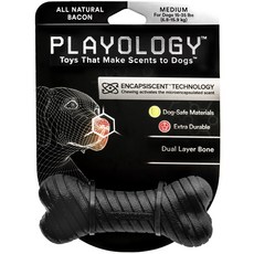 PLAYOLOGY 寵物狗用雙層骨頭訓練玩具 M號, 1個, 黑色的