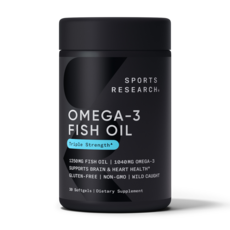 SPORTS RESEARCH 三倍強度Omega-3魚油軟膠囊, 30顆, 1罐