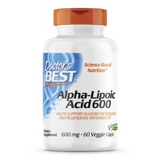 Doctor's BEST Alpha硫辛酸素食膠囊 600mg, 1個, 60顆