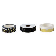 Cakewalk Washi 黑金花色紙膠帶 2入+麻繩, 10m, 一個, 黑色