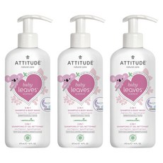 ATTITUDE 艾特優 Baby Leaves 2合1洗髮沐浴露 無香味, 3瓶, 473ml