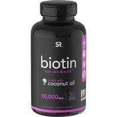 SPORTS RESEARCH 生物素椰子油素食軟膠囊 10000mcg, 1個, 30 件