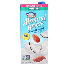 BLUE DIAMOND Almond Breeze系列椰子杏仁奶, 不加糖的原味, 1個, 946ml
