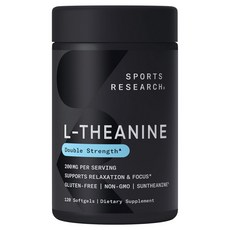 SPORTS RESEARCH L-茶胺酸無麩質軟膠囊 200mg, 1罐