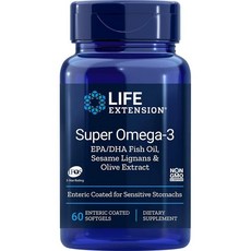 LIFE EXTENSION Omega 3魚油軟膠囊, 1罐, 60顆