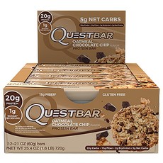 QUEST NUTRITION 高蛋白能量棒 60g, Oatmeal Chocolate Chip, 12入