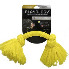 PLAYOLOGY Dry Tech Rope Dog Toy All Natural Chicken M（6.8~15.9kg）, 1個, 黃色的