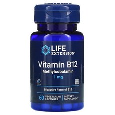 LIFE EXTENSION B-12甲鈷胺1mg素食含片, 60顆, 1個