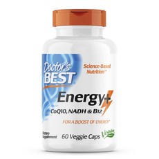 Doctor's BEST Energy Plus輔酶Q10&NADH&維生素B12素食膠囊, 1個, 60顆