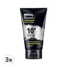 MEN's Biore 抗黑頭粉刺洗面乳, 100g, 3條