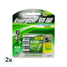 Energizer 勁量 全效型鎳氫充電電池 4號, 4顆, 2組