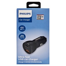 PHILIPS 飛利浦 36W Type-C PD + QC智能車充 28.5 x 28.5 x 58.5mm 25.4g, DLP2521, 黑色