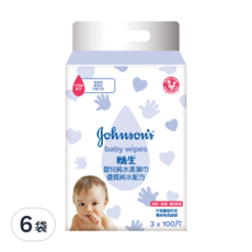 Johnson's 嬌生 嬰兒純水柔濕巾 一般型, 100張, 3包, 6袋