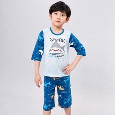 Kids Line 男童鯊魚印花短袖睡衣+短褲套裝