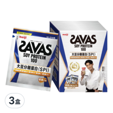 meiji 明治 SAVAS大豆蛋白粉 隨手包 奶茶口味 7入, 147g, 3盒