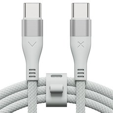 VICXXO 編織布料防斷線USB C to C Type PD 60W快速充電iPhone Galaxy線, 1個, 灰薄荷, 2m