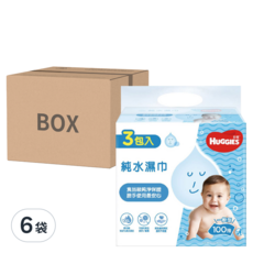 HUGGIES 好奇 純水嬰兒濕巾 一般型, 100張, 3包, 6袋