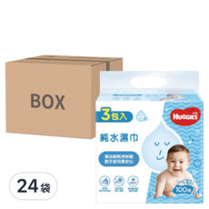 HUGGIES 好奇 純水嬰兒濕巾 一般型 100張, 3包, 24袋