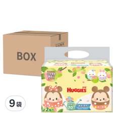 HUGGIES 好奇 Baby Wipes 純水嬰兒濕巾 加厚型, 70張, 2包, 9袋