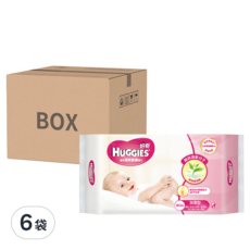 HUGGIES 好奇 天然綠茶清爽親膚嬰兒濕巾 加厚型 80張, 3包, 6袋