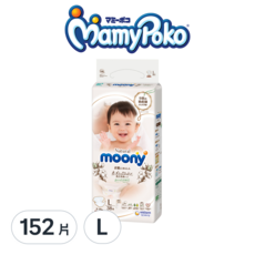 滿意寶寶日本版 頂級有機棉黏貼型尿布, L, 152片
