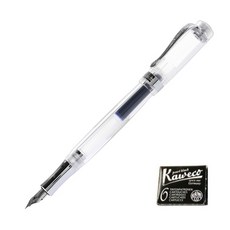 Kaweco 學生鋼筆+墨盒6p套組, EF, 透明（鋼筆）、珠光黑（墨盒）