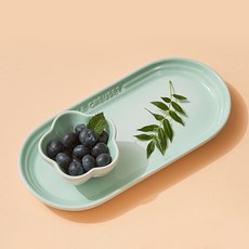 LE CREUSET 橢圓形盤子和迷你花碗套組, 冰綠, 1組, 盤子+花碗