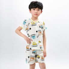Kids Line 男童挖土機印花家居短袖T恤+5分短褲套裝