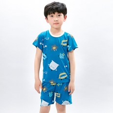 Kids Line 男童印花短袖睡衣+5分短褲套裝