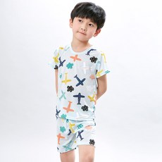 Kids Line 男童彩色飛機印花短袖睡衣+5分短褲套裝