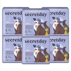 secretday Love輕薄衛生棉, L(29cm), 14片, 6包