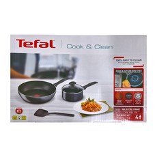 Tefal 特福 爵士不沾鍋4件組 新, 小炒鍋28cm + 單柄湯鍋16cm + 鍋鏟 + 耐熱玻璃蓋, T319P, 1組