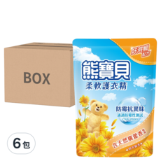 熊寶貝 柔軟護衣精補充包, 陽光馨香, 1.84L, 6包