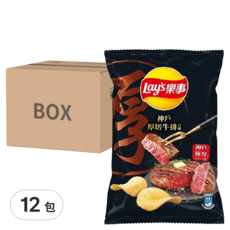 Lay's 樂事 洋芋片 神戶厚切牛排, 59.5g, 12包