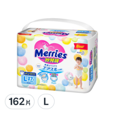 Merries 妙而舒 妙兒褲/尿布, L, 162片