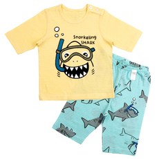 Maykids 鯊魚印花7分袖T恤+7分褲套裝