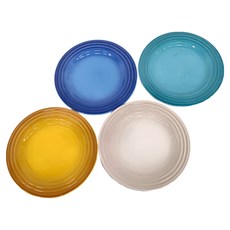 LE CREUSET 里維埃拉系列圓盤17, 17cm 4入, 中海藍 + 加勒比海藍 + 蛋白霜 + 杏桃黃, 1組