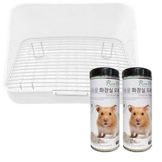 Rora Pet 方形絲網小動物馬桶隨機出貨+膨潤土馬桶沙無味700g*2p套組, 1套