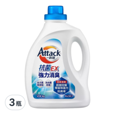 Attack 一匙靈 抗菌EX強力消臭洗衣精, 2.4kg, 3瓶