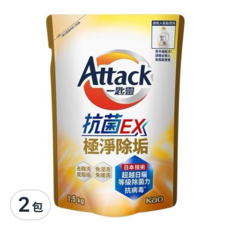 Attack 一匙靈 抗菌EX洗衣精 極淨除垢 補充包, 1.5kg, 2包