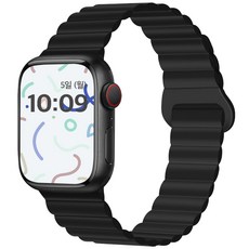 Digigi Apple Watch 相容矽膠連結磁力錶帶, 霧面黑