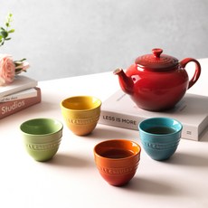 LE CREUSET 多色茶具組, 茶壺+4種茶杯, 彩虹, 1組