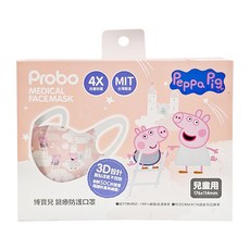 Probo 博寶兒 3D立體醫療防護兒童口罩 176 x 114mm, 佩佩豬, 15片, 1盒